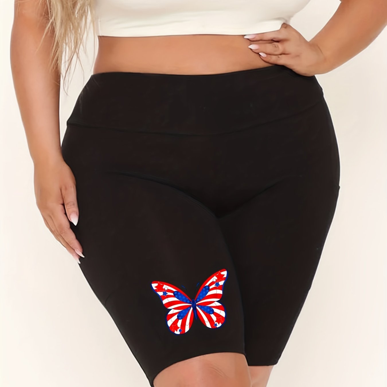 Butterfly Print High Rise Biker Shorts