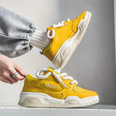 Men's Block Skate Shoes Lace Up Comfy Non Slip Street Style Sneakers