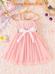 Toddler Girls Flowers Embroidery Mesh Princess Cami Dress