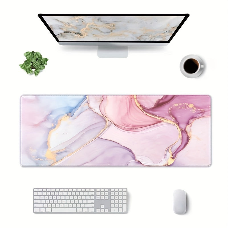 Marble Style Mouse Pad 80x29.97 cm Non-Slip Rubber Base Mousepad