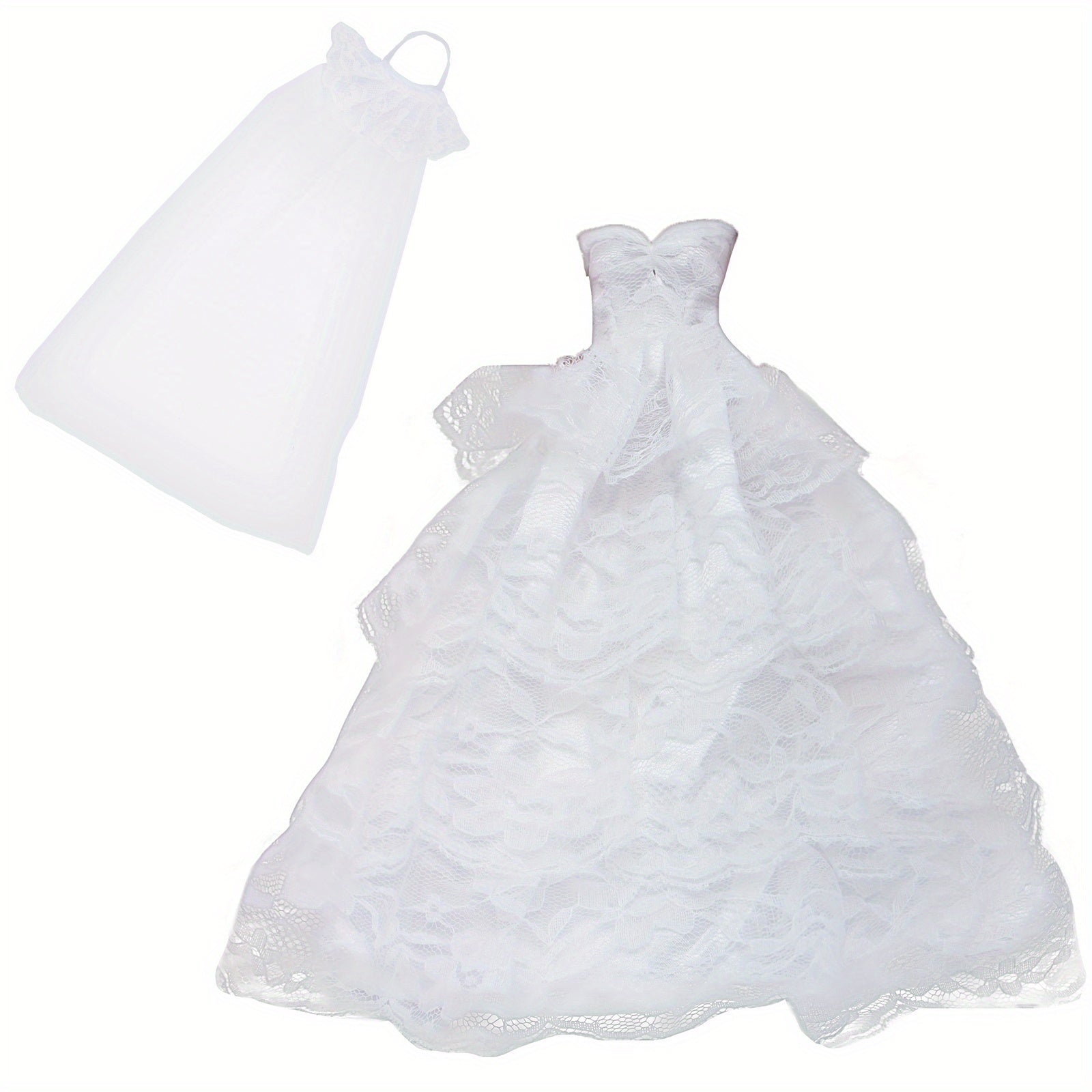 11.5 inch Doll Wedding Set Bridal Dress with Veil and Groom's Business Suit