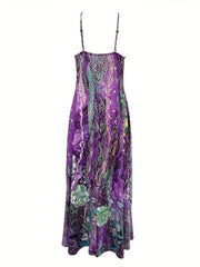 Floral Print Halter Maxi Dress Sleeveless Casual Dress