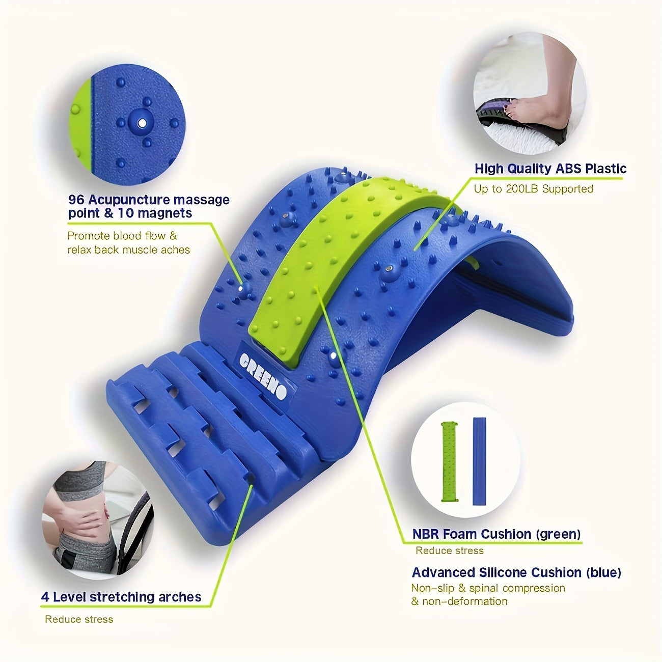 Adjustable Back Stretcher Yoga Massage Board Spine Corrector