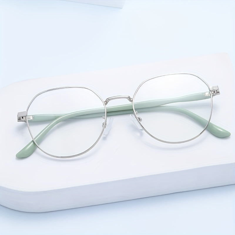 Metal Round Frame Light Blocking Glasses Spectacles Lens