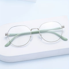 Metal Round Frame Light Blocking Glasses Spectacles Lens