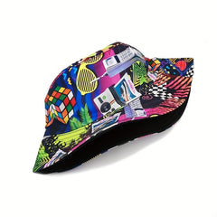 Nostalgic Tape Retro 80S Print Bucket Hat Spring Summer Outdoor Sun Hat