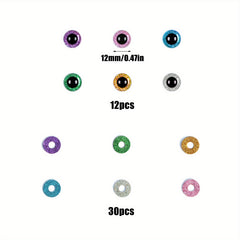 42pcs Glitter Safety Eyes 14 30mm Assorted Colors for Doll Teddy Bear Puppet Toy
