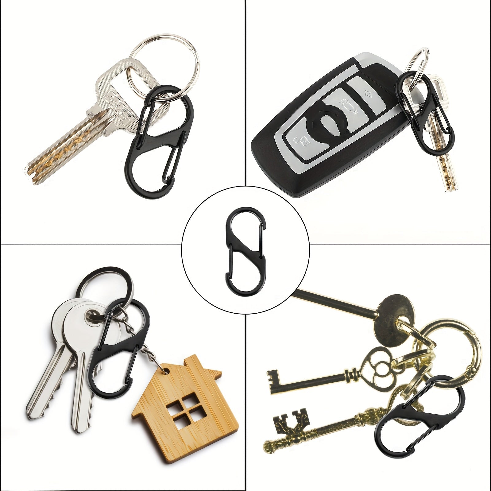 6pcs Carabiner Buckle Clip Snap Hook Keychain For Outdoor Sports