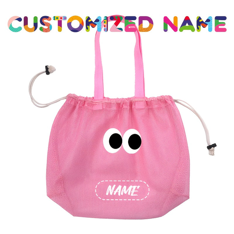 Custom Name Logo Beach Mesh Bag Large Capacity Drawstring Backpack Tote