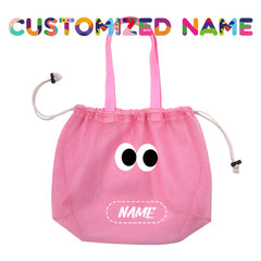 Custom Name Logo Beach Mesh Bag Large Capacity Drawstring Backpack Tote