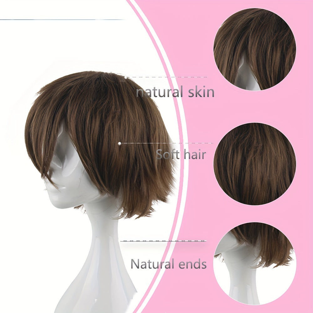 Men's 12 Inch Brown Anime Costume Wig 30 48 Cm Men's Role playing Wig