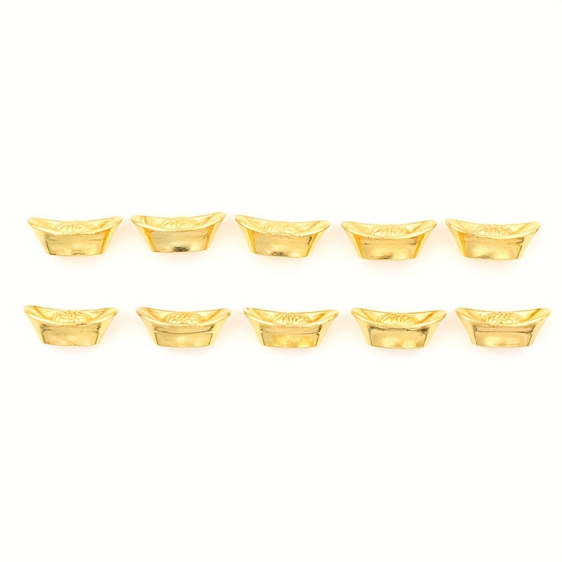 10pcs Chinese Golden Ingot Lucky Yuanbao Decor For Fortune