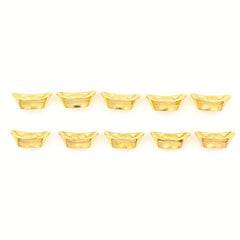 10pcs Chinese Golden Ingot Lucky Yuanbao Decor For Fortune