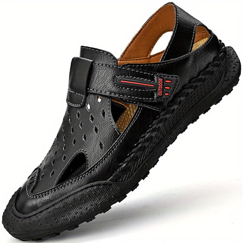 Men's Leather Sandals Closed Toe Fisherman Summer Shoes