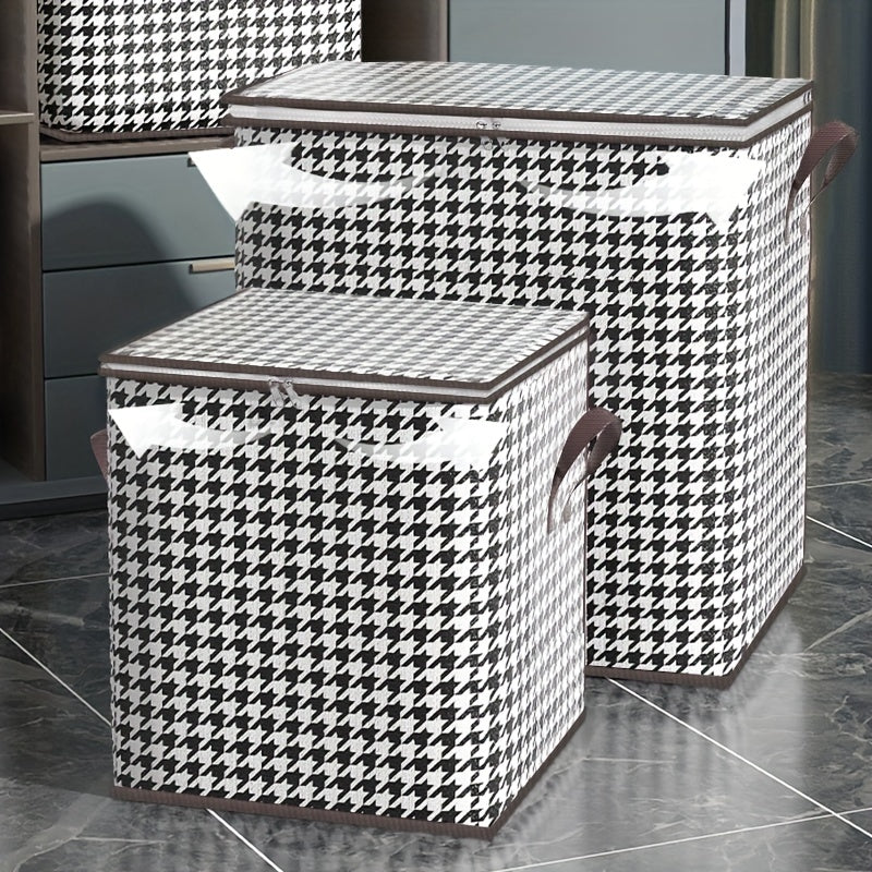 Houndstooth Blanket Storage Bag Zipper Comforter Organizer Large Quilts