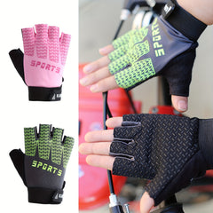 Kids Cycling Gloves Non Slip Half Finger Adjustable Wear Resistant