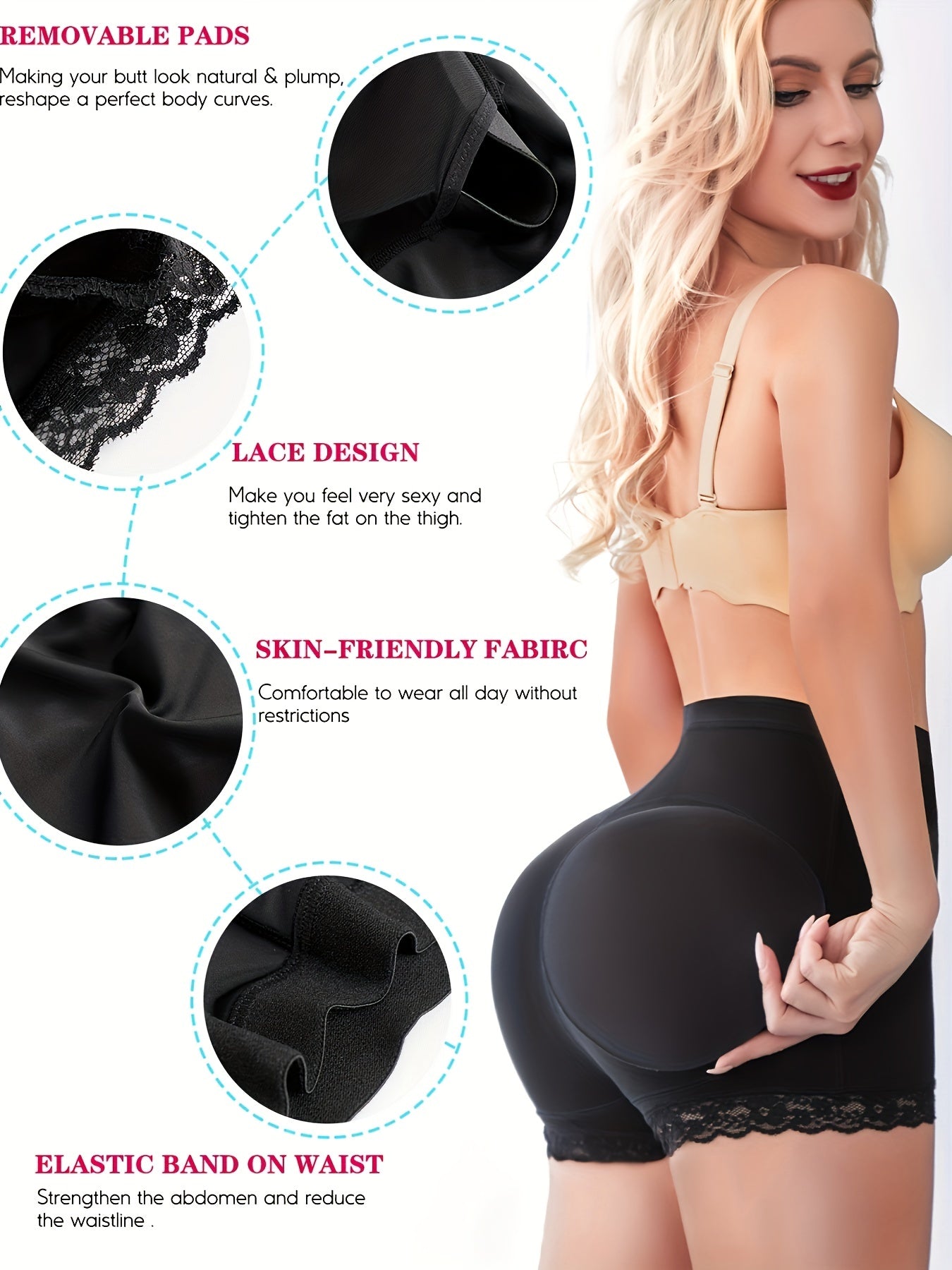 Lace Trim Shaping Panties Tummy Control Butt Lifting Underwear