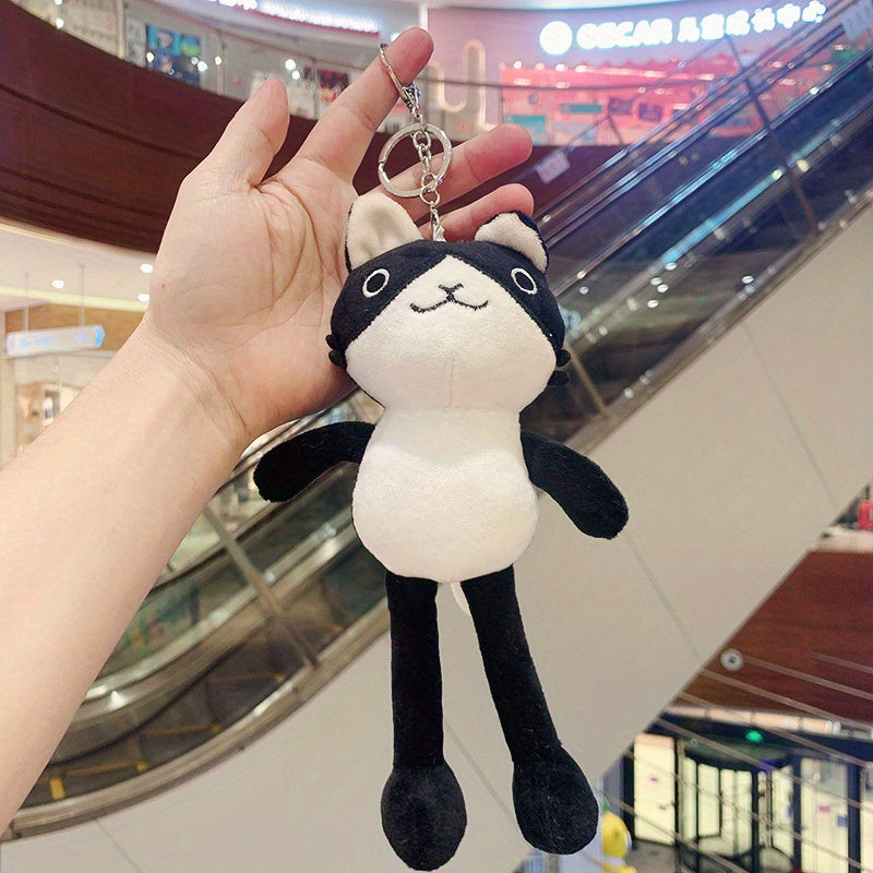 Plush Yoga Long Legged Cat Keychain - Cute Gift for Kids & Adults