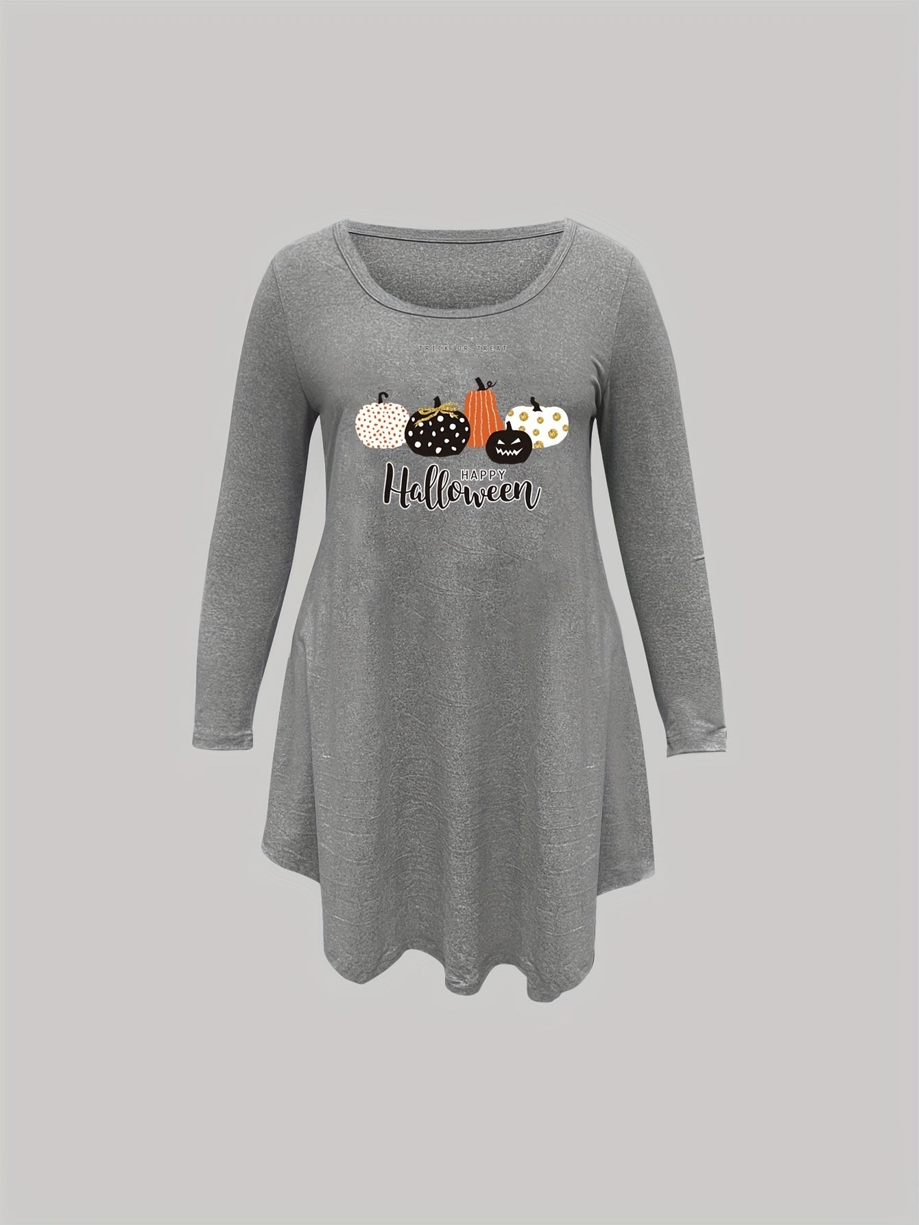 Halloween Pumpkin Print Long Sleeve Nightdress