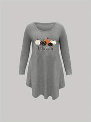 Halloween Pumpkin Print Long Sleeve Nightdress