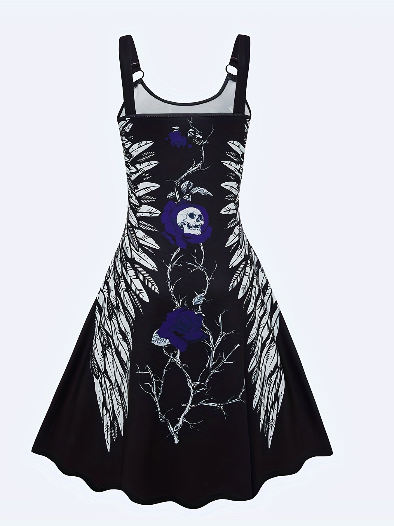 Skull Print Backless Dress Casual Sleeveless Women's Clothing