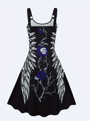 Skull Print Backless Dress Casual Sleeveless Women's Clothing