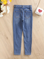 Girls Ripped Stretch Skinny Jeans Street Outfit