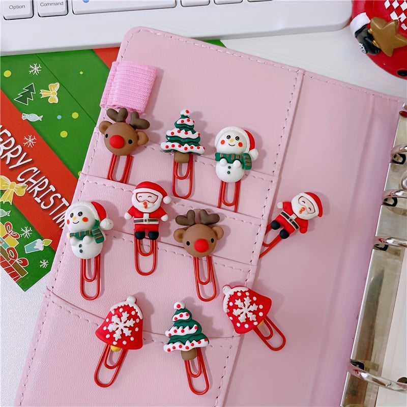 10pcs Christmas Resin Paper Clip Office File Storage Finishing