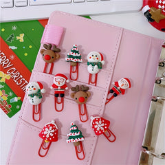 10pcs Christmas Resin Paper Clip Office File Storage Finishing