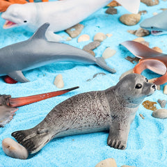 8pcs Ocean Animal Figurines Plastic Sea Toys Sharks Dolphins Penguins Turtles Oc