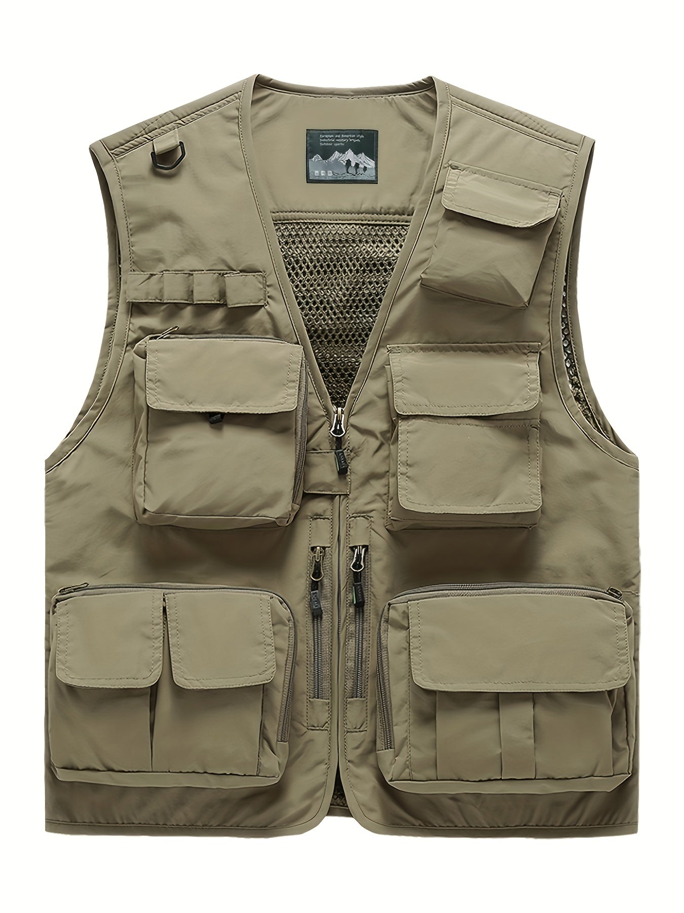 Men's Cargo Vest Zipper Pockets Mesh Lining Nylon Outwear
