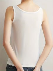 Ribbed Tank Top Crew Neck Sleeveless Casual Top