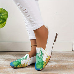 Women's Graffiti Printed Flats Soft Sole Slip On Shoes