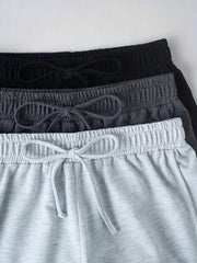3 Pack Letter Print Drawstring Shorts for Women
