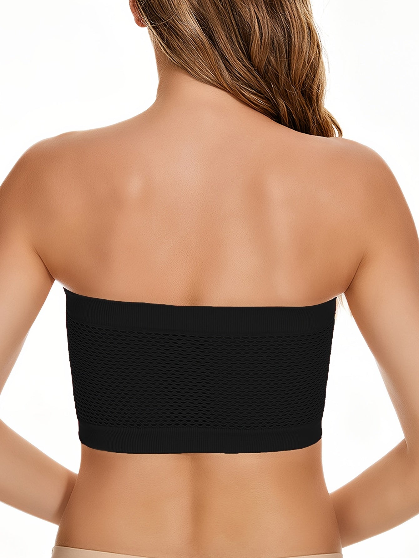 3 Pack Plus Size Tube Bra Set Solid Hollow Out High Stretch Breathable Strapless