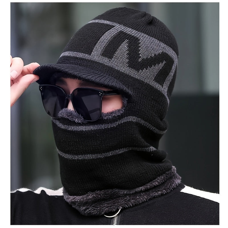 Winter Warm Zipper Knitted Hat Unisex Outdoor Cycling Coldproof Windproof