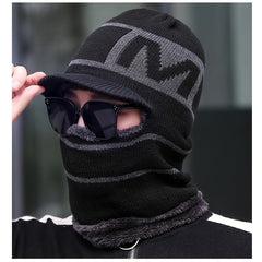 Winter Warm Zipper Knitted Hat Unisex Outdoor Cycling Coldproof Windproof