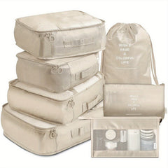 7pcs Luggage Packing Organizer Set Lightweight Toiletry Packing Cubes