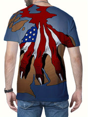 Claw Print T shirt Men's Casual Street Style Round Neck Tee Shirt