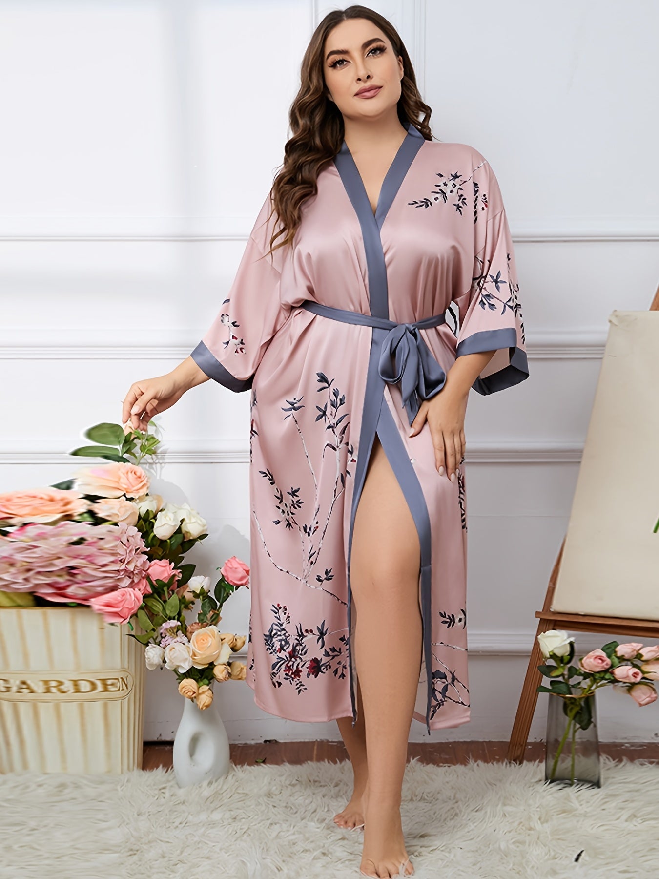 Ramadan Graphic Print Long Sleeve Bathrobe