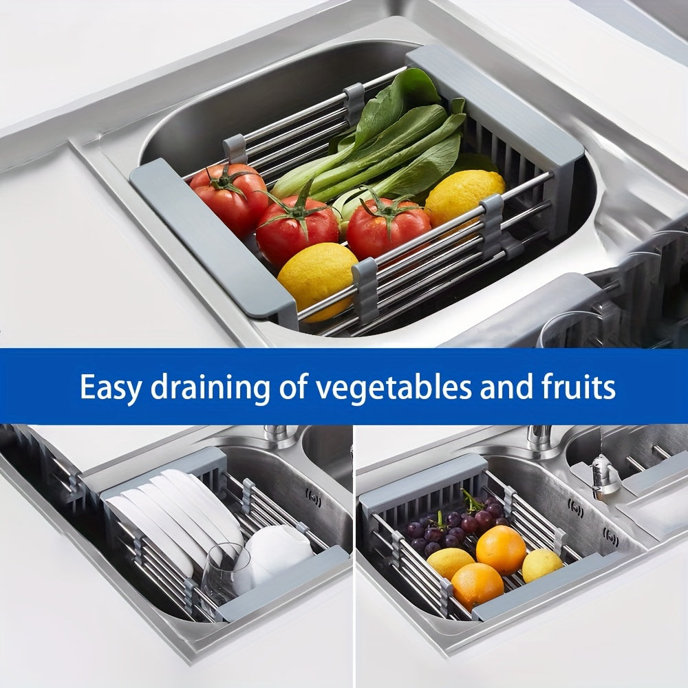 1pc Retractable Drain Rack Kitchen Rack Convenient Storage Rack