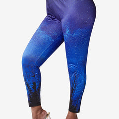 Women's Plus Galaxy & Tree Print Skinny Leggings
