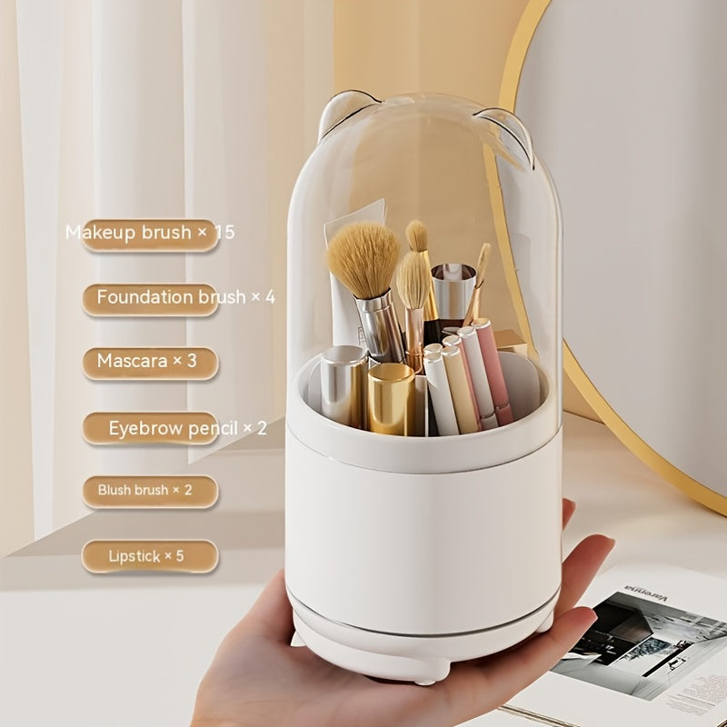 360 Rotating Makeup Brush Holder High Capacity Clear Make Up Storage