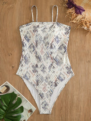 One Piece Snake Print Tummy Control Swimsuit