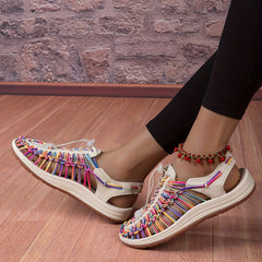 Woven Women's Casual Sandals Breathable Closed Toe Hole Sandals Slippers