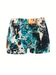 HOOD & Graphic Print Skinny Shorts