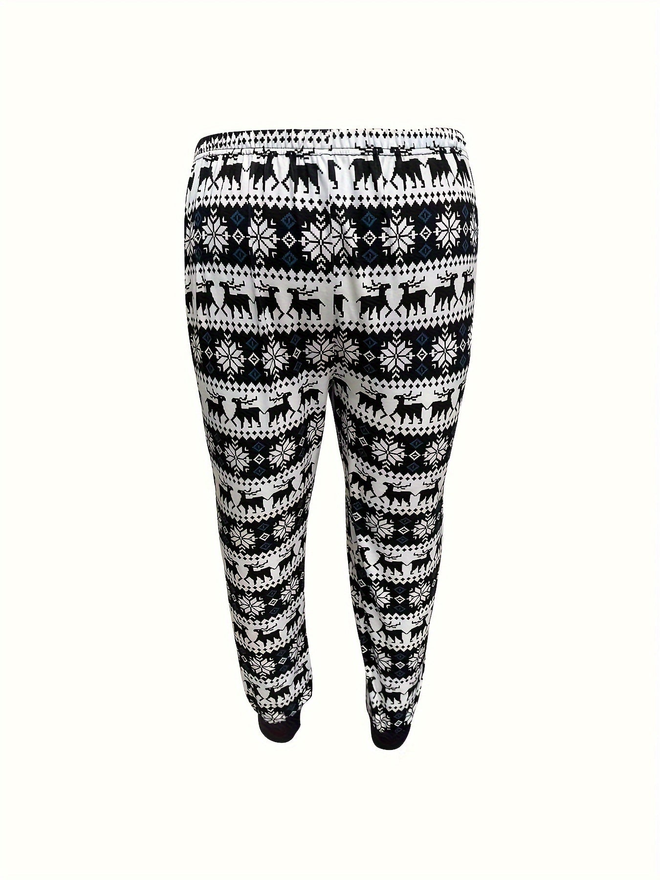 Plus Size Santa & Xmas Tree Print Tee & Joggers Set