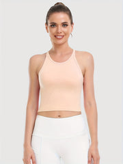 Solid Sleeveless Stretchy Tank Top Workout Gym Cropped Top