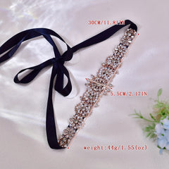 Handcrafted Rhinestone and Pearl Waist Belt Pink Crystal Embellishment
