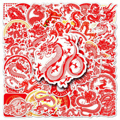 50pcs Year Dragon Cartoon Waterproof Stickers Chinese Style Graffiti Decor DIY